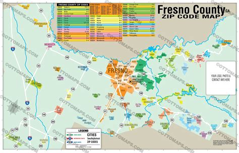 Fresno County Zip Code Map - California – Otto Maps