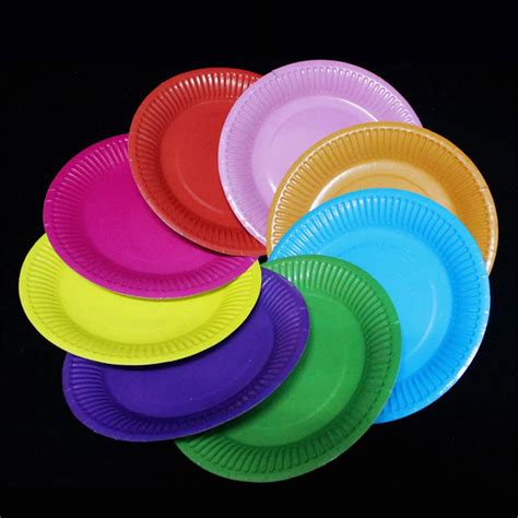 10 pcs Colorful Festival Disposable Paper Plates Multi Candy Color Paper Plates For Parties ...