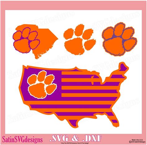 Clemson Tigers Paw Bow Design SVG Files, Cricut, Silhouette Studio, Digital Cut Files