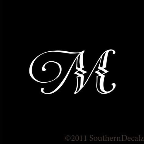 Monogram Script Font Initial Letter M - Decal Sticker -24 Colors - 7.25 ...