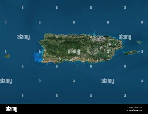 Satellite view of Puerto Rico. This image was compiled from data acquired by Landsat satellites ...