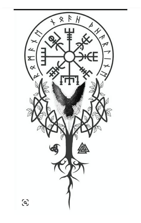 a black and white drawing of a tree with an eagle on it