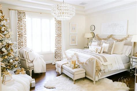 Elegant White and Gold Christmas Bedroom Tour - Randi Garrett Design | White bedroom decor, Gold ...