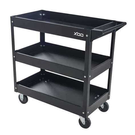 XDD 29 in. 3-Tray 0-Drawer Rolling Tool Utility Cart in Black-TC301 - The Home Depot