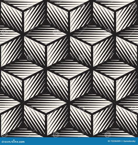 Vector Seamless Black And White Cube Shape Lines Engravement Geometric ...