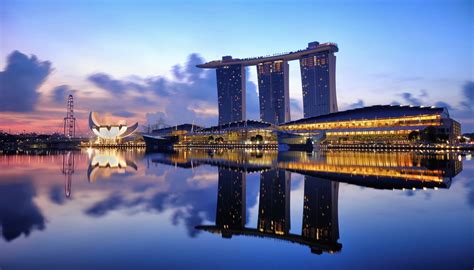 Download Reflection Night Skyscraper Building Singapore Man Made Marina Bay Sands HD Wallpaper