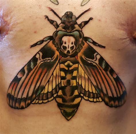 Death's-head hawkmoth by Juha Mustonen @ Custom X in Lahti, Finland : r/tattoos