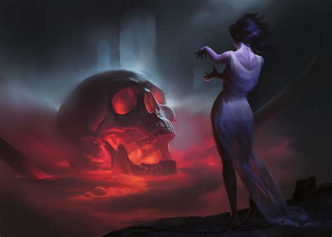 Skull Women Fantasy Witch, HD Artist, 4k Wallpapers, Images, Backgrounds, Photos and Pictures