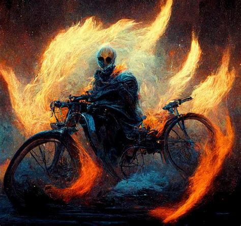 ghost rider on his bike on flames : r/aiArt