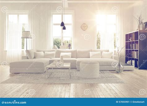 Modern Spacious White Lounge Interior Stock Illustration - Illustration of decor, elegant: 57055901