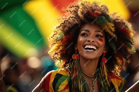 Premium Photo | Human black history month African American woman smiles at a celebrate in ...