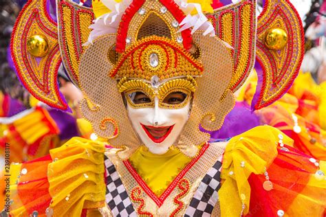 Colorful smiling mask of Masskara Festival, Bacolod City, Philippines Stock Photo | Adobe Stock