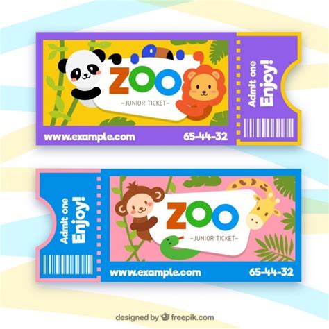 Zoo tickets with cartoon animals Vector | Free Download