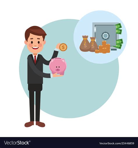 Business saving money cartoon Royalty Free Vector Image