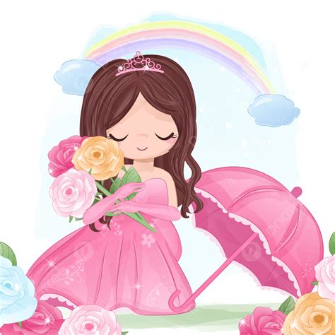 Little Girl Princess Vector Design Images, Cute Little Princess Illustrations, Princess Clipart ...