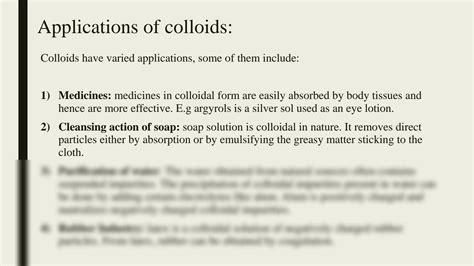 SOLUTION: Applications of colloid - Studypool