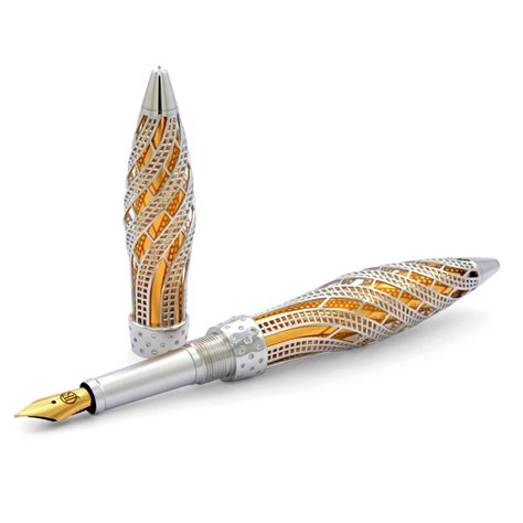 Jack Row Architect Fountain Pen: 18k White Gold - Diamonds