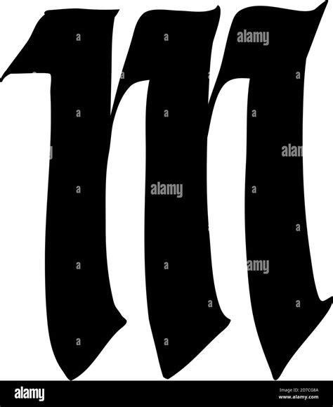 Letter M, in the Gothic style. Vector. Alphabet. The symbol is isolated ...