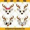 Christmas Reindeer Faces SVG Bundle, Reindeer SVG, Girl Reindeer SVG, Boy Reindeer SVG, Reindeer ...