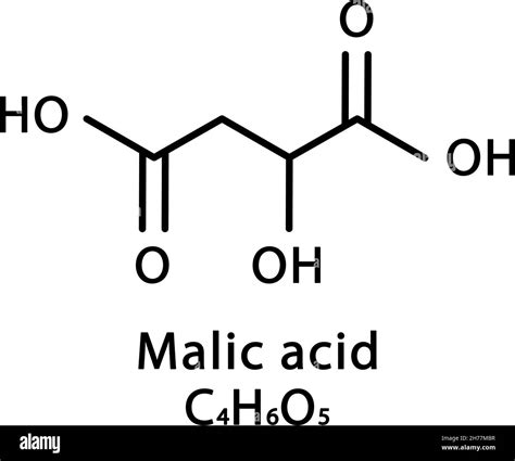 Malic acid molecular structure. Malic acid skeletal chemical formula. Chemical molecular formula ...