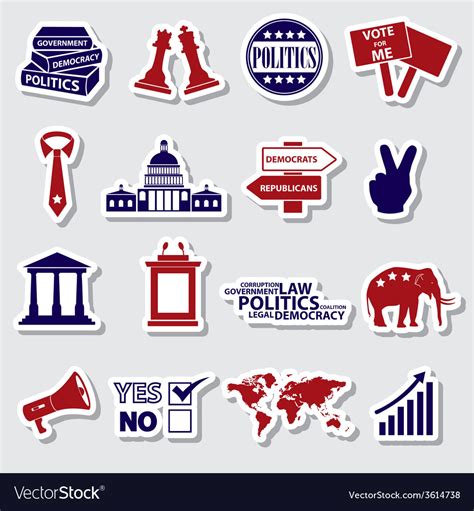 Politics red and blue simple stickers set eps10 Vector Image