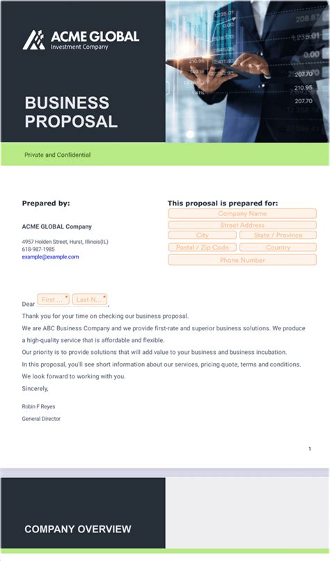 Free Business Proposal Template - Sign Templates | Jotform