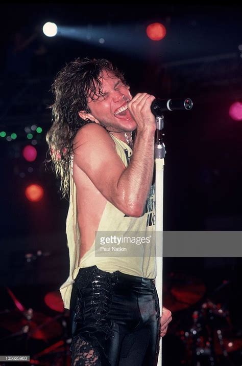 American musician Jon Bon Jovi performs on stage, Illinois, early March, 1987. | Bon jovi, Jon ...