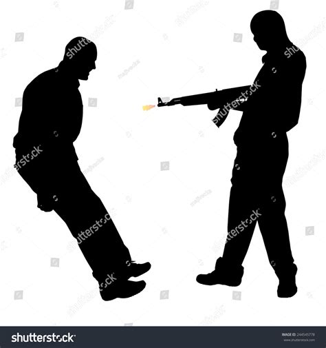 Vector Silhouette Man Gun On White Stock Vector (Royalty Free) 244545778 | Shutterstock