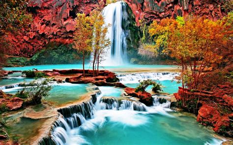 Beautiful Nature Wallpaper with Waterfall in Autumn Forest - HD Wallpapers | Wallpapers Download ...