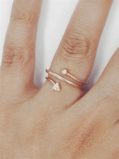 Minimalist Ring, Diamond Ring, 14K Solid Gold Diamond Ring, Dainty Ring ...