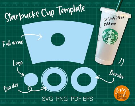 Venti Cold Cup Template SVG, Coffee Reusable Venti Cold Cup 24 Oz., 100 ...