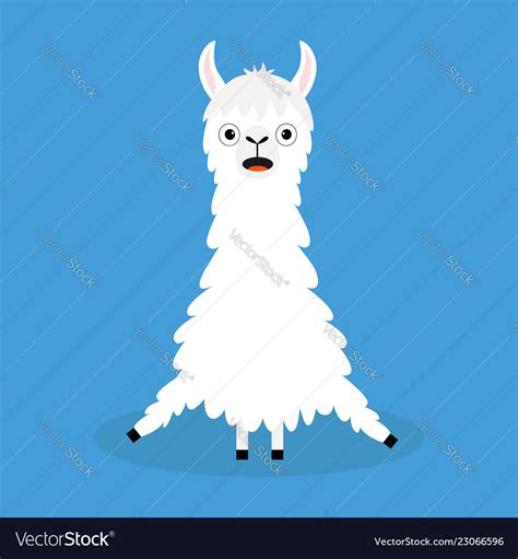 Llama alpaca sitting cute cartoon funny kawaii Vector Image