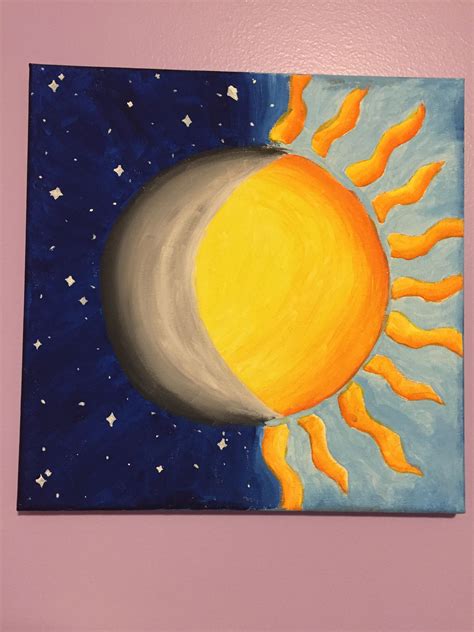 Half sun half moon painting idea!! | Kendin yap tuval, Sanatsal ...