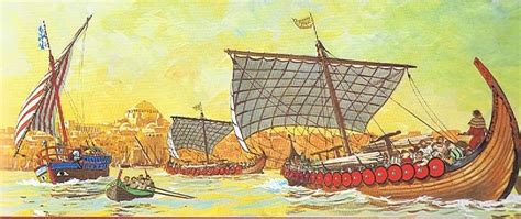 Viking fleet on sea | Historical illustration, Historical art, Viking art