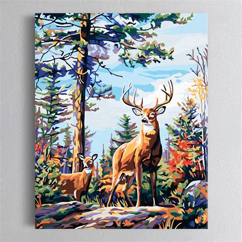 Deer Canvas Painting Nature DIY Painting Animals Painting | Etsy