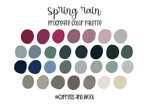 Spring Rain Procreate Color Palette Color Swatches iPad - Etsy