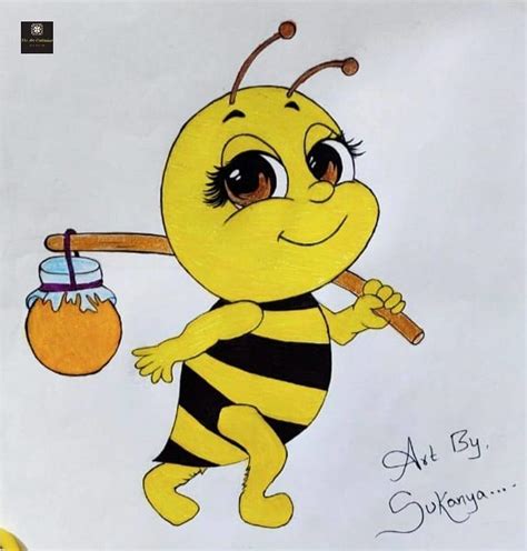 Honey Bee drawing Drawing by Sukanya Sharma