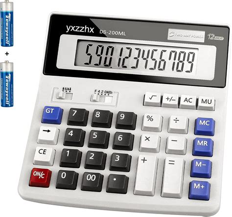 Amazon.com : Desk Calculator 12 Digit Extra Large 4.3-Inch LCD Display, Two Way Power Battery ...