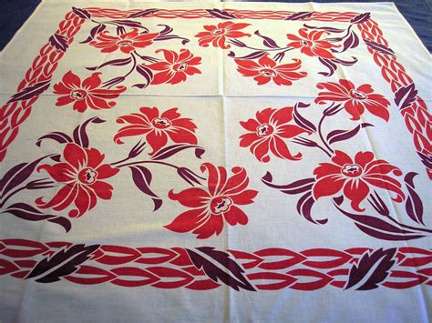 VINTAGE 1950s cotton tablecloth | Vintage linens, Cotton tablecloths ...