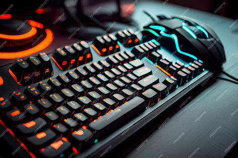 Premium Photo | Closeup of keyboard and mouse in video gaming setup