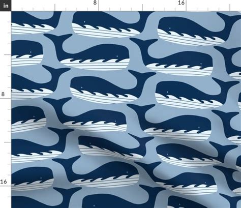 Whales in Classic Blue Limited Color - Spoonflower