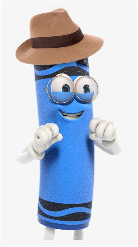 Blue Crayon Cartoon Character In A Brown Hat - Blue Crayon Cartoon - 637x1392 PNG Download - PNGkit