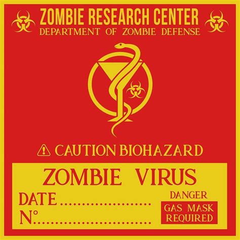 label zombie biohazard sample blood radioactive danger caution project virus research center 5 ...