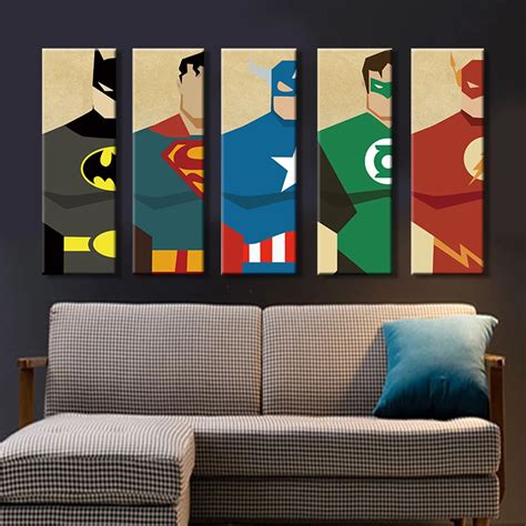 Superman Canvas Painting 5 Pieces Superhero Modern Home Wall Art Hd ...