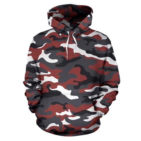 Red Grey Camo Camouflage Pullover Hoodie Unisex Hoodie Mens - Etsy