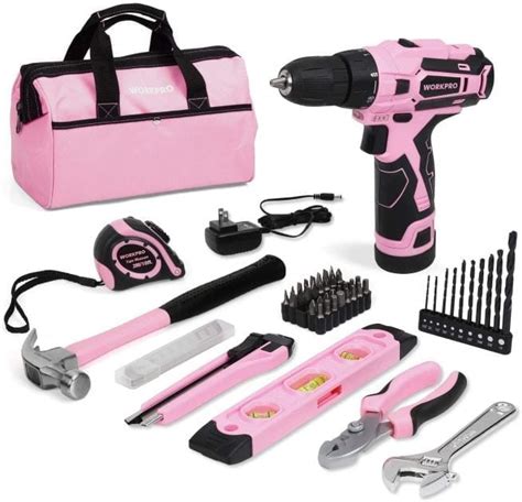 Pink 61 Piece Cordless Drill Home Tool Kit MAJOR Price Drop at Amazon