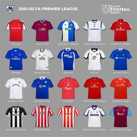 English Premier League colours in 2001-02.