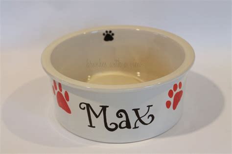 Dog Bowl Ceramic Dog Dish Personalized Dog by Brusheswithaview