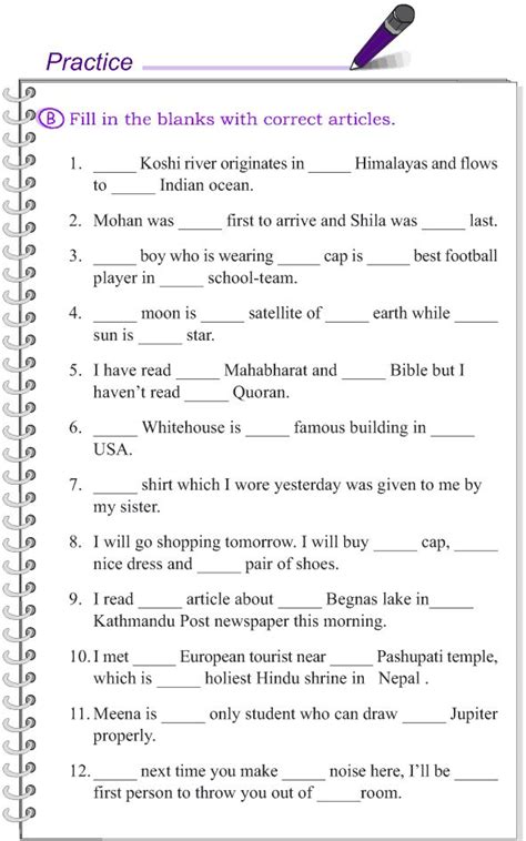 Grade 10 English Grammar Exercises