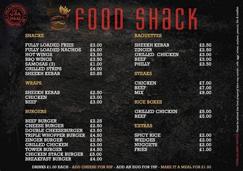 Menu at Food Shack restaurant, Walsall